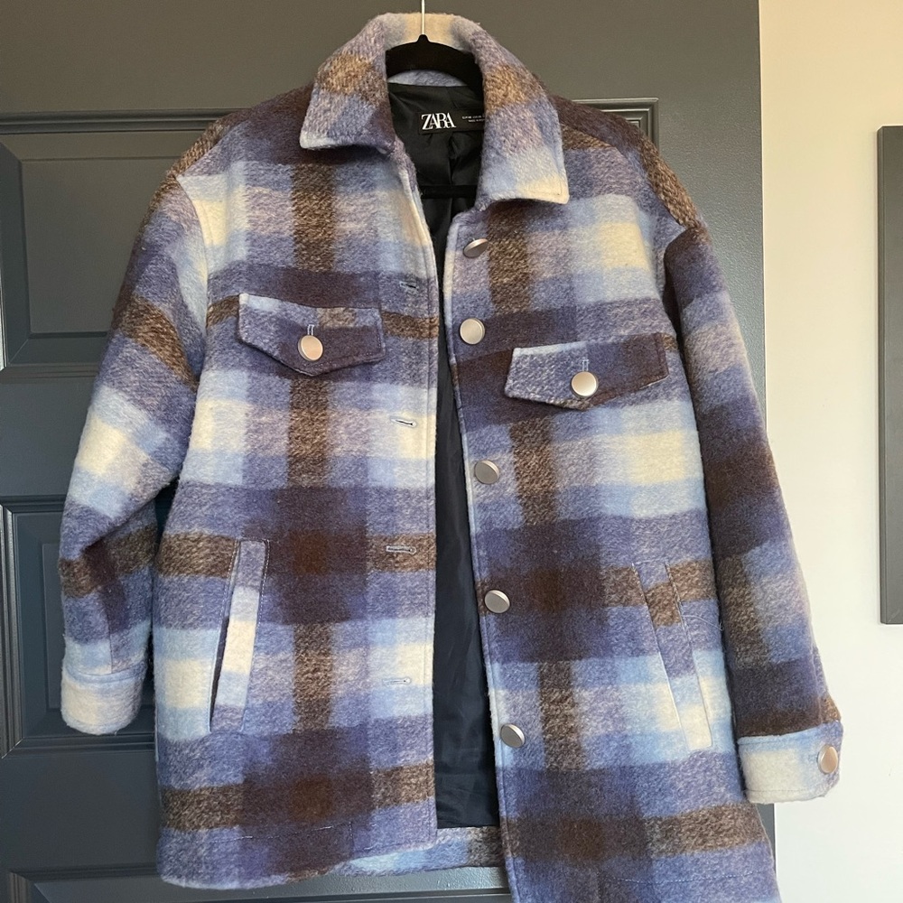 Zara Wool-Blend Plaid Shacket